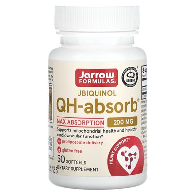 Formuły jarrow, ubikinol, qh-absorb, Max Absorption, 200 mg, 30 miękkich Formuły jarrow, ubikinol, qh-absorb, Max Absorption, 200 mg, 30 miękkich