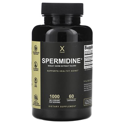 Humanx, spermidyna+, mieszanka ekstraktu w zarodkach pszenicy, 1000 mg, 60 kapsułek (500 mg na kapsułkę)