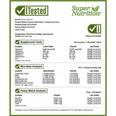 Super Nutrition, Multiwitamina SimplyOne dla kobiet, z ziołami, dzika jagoda, 30 tabletek do ssania Super Nutrition, Multiwitamina SimplyOne dla kobiet, z ziołami, dzika jagoda, 30 tabletek do ssania