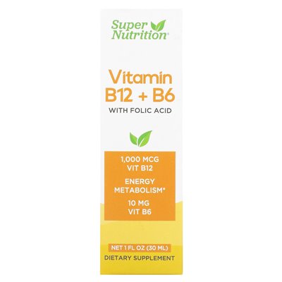 Super Nutrition, Vitamin B12 + B6 mit Folsäure, 1 Fl Oz (30 ml)