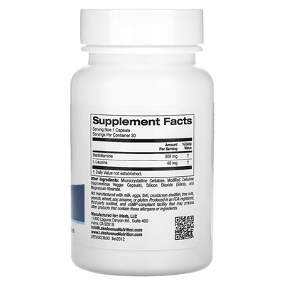 Lake Avenue Nutrition, Benfotiamine, 300mg, 30 Vegetarian Capsules