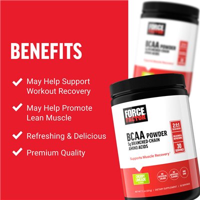 Force Factor, BCAA Powder, Limeade Cherry, 7,1 uncji (201 g)