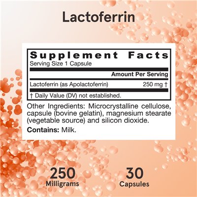 Jarrow Formulas, Lactoferrin, gefriergetrocknet, 250 mg, 30 Kapseln
