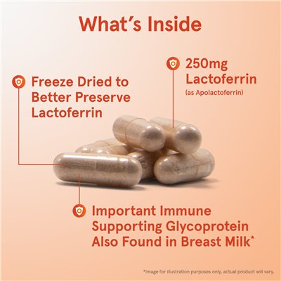 Jarrow Formulas, Lactoferrin, gefriergetrocknet, 250 mg, 30 Kapseln