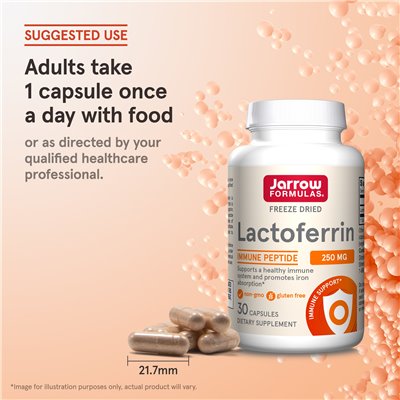 Jarrow Formulas, Lactoferrin, gefriergetrocknet, 250 mg, 30 Kapseln