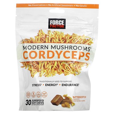 Force Factor, Modern Mushrooms Cordyceps, Butterscotch, 30 Superfood Soft Chews Force Factor, Modern Mushrooms Cordyceps, Butterscotch, 30 Superfood Soft Chews