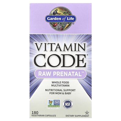 Garden of Life, Vitamin Code®, Raw Prenatal™, 180 Vegetarian Capsules