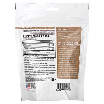 Force Factor, Modern Mushrooms ™, Shiitake, Caramel Apple, 30 Superfood Soft Chews