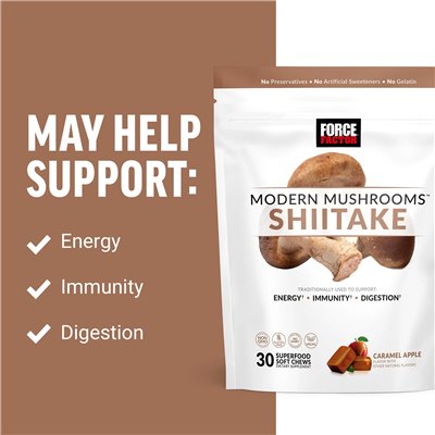 Force Factor, Modern Mushrooms ™, Shiitake, Caramel Apple, 30 Superfood Soft Chews