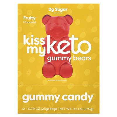 Kiss My Keto, Keto Gummy Bears, Fruity, 12 Bags, 0.79 oz (23 g)