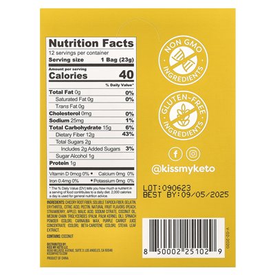 Kiss My Keto, Keto Gummy Bears, Fruity, 12 Bags, 0.79 oz (23 g)