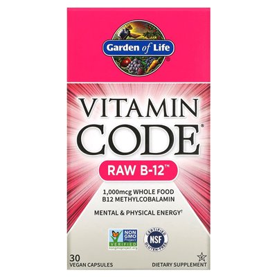 Garden of Life, Vitamin Code, Raw B-12, 30 Vegan Capsules