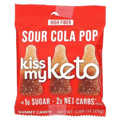 Kiss My Keto Gummy Candies Sour Cola Pop 8 Bags 0.88oz (25g) Each