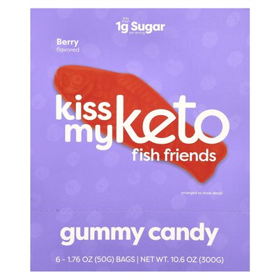 Kiss My Keto Fischbeeren-Gummibärchen, 6 Beutel, je 50 g (1,76 oz.)