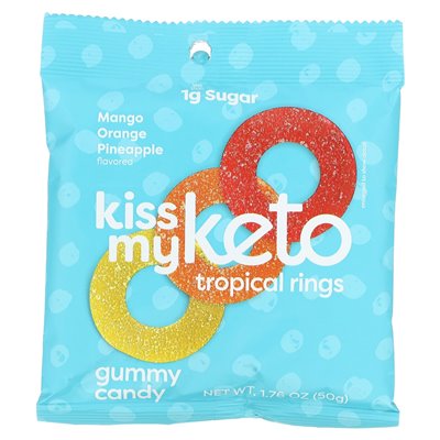 Kiss My Keto Gummibonbons Tropische Ringe Mango Orange Ananas 6 Beutel à 1,76 oz (50 g)