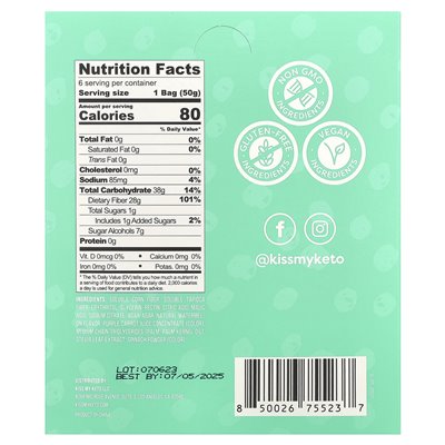Kiss My Keto Gummy Candies Watermelon Slices 6 Bags 1.76oz (50g) Each