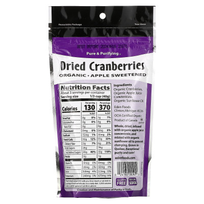 Eden Foods, getrocknete Bio-Cranberries, 4 oz (113 g)