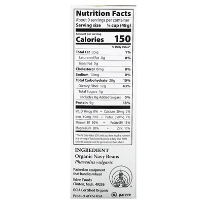 Eden Foods, Organic Navy Bean, 16 uncji (454 g)