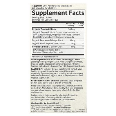 Garden of Life, Bio, Kurkuma Extra, Entzündungsreaktion, 120 vegane Tabletten