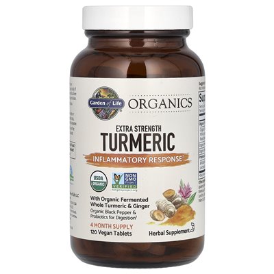 Garden of Life, Organic, Turmeric Extra, Inflammatory Response, 120 Vegan Tablets