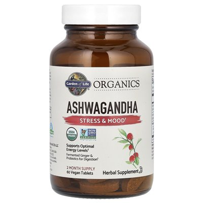 Garden of Life, Organics, Ashwagandha, 60 wegańskich tabletek
