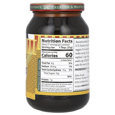 Eden Foods, traditioneller Bio-Gerstensirup, 20 oz (566 g)