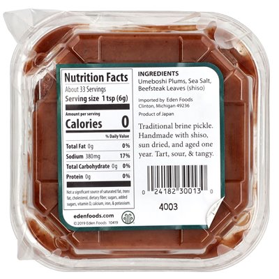 Eden Foods, Paste Umeboshi, marynowana Ume Plum puree, 7 uncji (200 g)