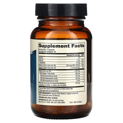 Dr. Mercola, Lebertran aus wildem Alaska-Kolonie, 1300 mg, 60 Kapseln (650 mg pro Kapsel)