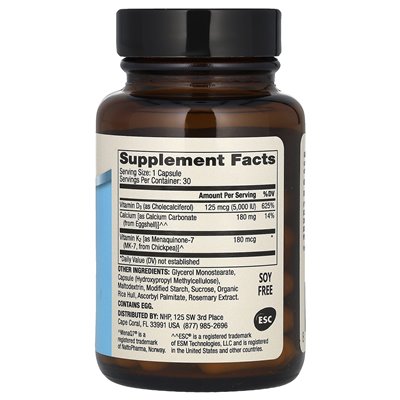 Dr Mercola, wapń z witaminami D3 i K2, 30 kapsułek