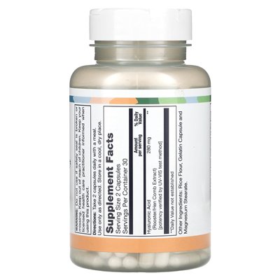 Lifetime Witaminy, kwas hialuronowy, podparcie smarowania skóry i stawów, 280 mg, 60 kapsułek (140 mg na kapsułkę)