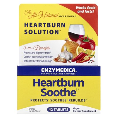 Enzymedica, Relieves Heartburn, Orange Vanilla, 42 Tablets