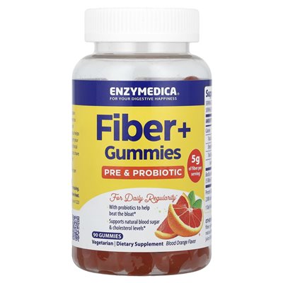 Enzymedica, gumie błonnika+, przed i probiotykiem, Blood Orange, 90 gummy