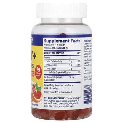 Enzymedica, gumie błonnika+, przed i probiotykiem, Blood Orange, 90 gummy
