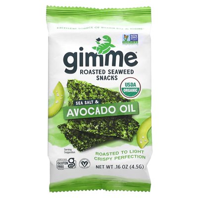 Gimme, Gebackene Seetang-Snacks, Meersalz und Avocadoöl, 6 Packungen, 0,16 oz (4,5 g)
