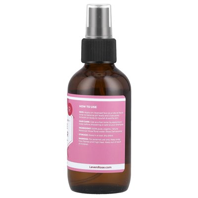 Leven Rose, 100% Pure and Organic, Rose Water, 4 fl oz (118 ml)