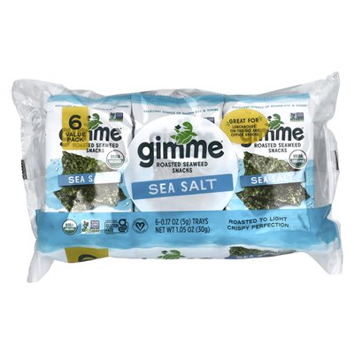 Gimme, Gebackene Seetang-Snacks, Meersalz, 6 Packungen, 0,17 oz (5 g)