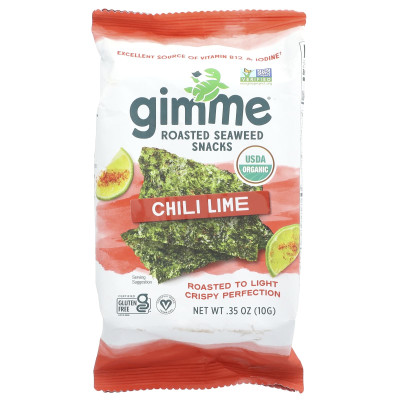Gimme, pieczone przekąski z wodorostów, wapno chili, 0,35 uncji (10 g)