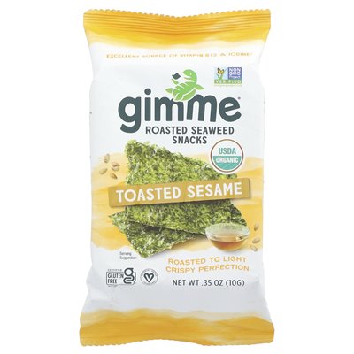 Gimme, Gebackene Seetang-Snacks, gerösteter Sesam, 0,35 oz (10 g)