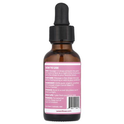 Leven Rose, 100% Pure and Organic, Carrot Seed Oil, 1 fl oz (30 ml)