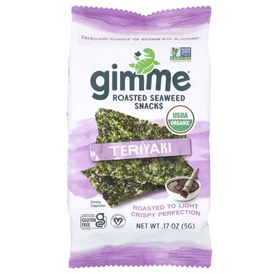 Gimme, Baked Seaweed Snacks, Teriyaki, 6 Packs, 0.17 oz (5 g)