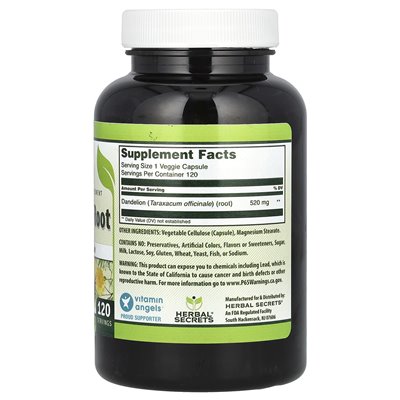 Herbal Secrets, Dandelion Root, 520mg, 120 Vegetarian Capsules