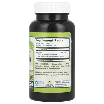 Herbal Secrets, Bromelain, 500 mg, 120 Tabletten