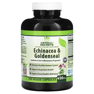 Sekrety ziołowe, Echinacea i Goldenseal, 450 mg, 250 kapsułek wegetariańskich