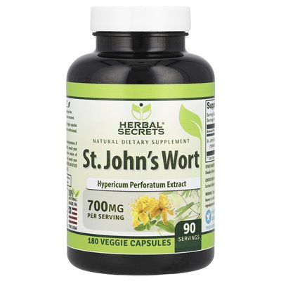 Sekrety ziołowe, Wort St. John, 700 mg, 180 kapsułek wegetariańskich (350 mg na kapsułkę)