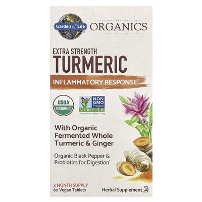 Garden of Life, Bio, Kurkuma Extra, Entzündungsreaktion, 60 vegane Tabletten