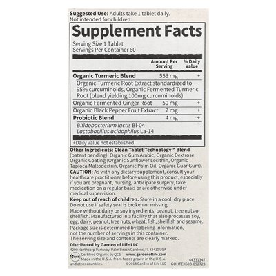 Garden of Life, Bio, Kurkuma Extra, Entzündungsreaktion, 60 vegane Tabletten