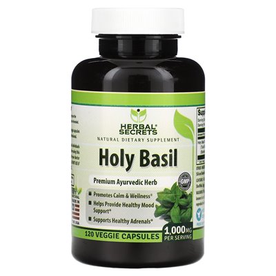 Tajemnice ziołowe, Święta Bazylia, 1000 mg, 120 kapsułek wegetariańskich (500 mg na kapsułkę)