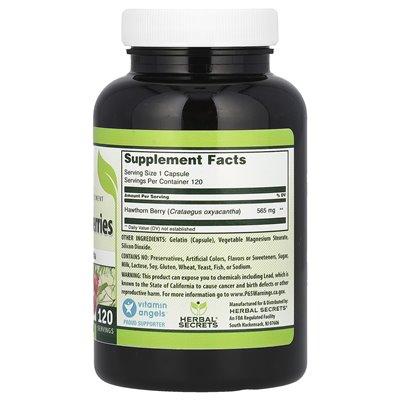 Herbal Secrets, Weißdornbeere, 565 mg, 120 Kapseln