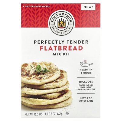 King Arthur Baking Company, Perfectly Soft Flatbread Mix Kit, 16.5 oz (466 g)