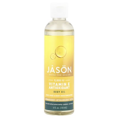 Jason Natural, witamina E przeciwutleniacza olej z ciała, 5000 IU, 4 fl oz (118 ml)